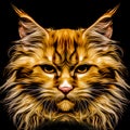 Cat maine coon head colorful illustration