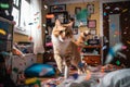 Cat making home chaos. Generate Ai