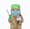 Cat in mask with bottle of vaccine 3