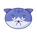 Cat melancholy and boring emotion emoji vector