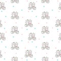 Cat Mermaid seamless pattern. Happy twins. Vector illustration EPS 10