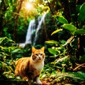Cat in the middle of the forest3 Royalty Free Stock Photo