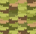 Cat Military Pattern seamless. pet soldier and protective Background. Army fabric ornament Royalty Free Stock Photo