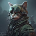 A cat in a military uniform. AI Generated Royalty Free Stock Photo