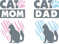 Cat mom and cat dad. Two signs for design Royalty Free Stock Photo