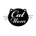 ``Cat mom`` text black symbol. Mother`s Day greeting card