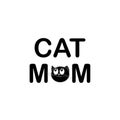 ``Cat Mom`` text with cute black cat. Happy Mother`s day greeting card Royalty Free Stock Photo