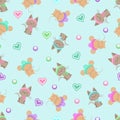 cat and mouse colorful seamless pattern