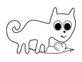 Cat and mouse - a paraphrase of the famous geoglyph The Cat from Nazca Royalty Free Stock Photo