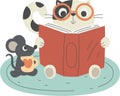 Cat And Mouse Reading Book Royalty Free Stock Photo