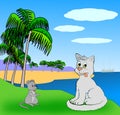 Cat and mouse on the sea front. Royalty Free Stock Photo