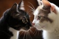 cat and mouse touching noses in greeting Royalty Free Stock Photo