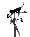 Cat with Mouses Weather Vane on White