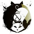 cat and music icon in grunge style on white background vector illustration Generative AI Royalty Free Stock Photo