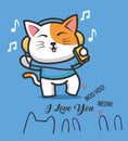 cat music t shirt print vector art