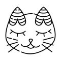 Cat muzzle, black line illustration