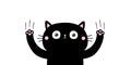 Cat nail claw scratch glass paper. Black fat funny kitten. Cute cartoon kawaii character. Excoriation track line shape. Baby pet