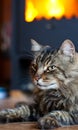 Cat near Fireplace Royalty Free Stock Photo