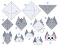 Origami tutorial for kids. Origami cute cat.