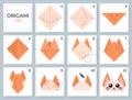 Origami tutorial for kids. Origami cute cat.