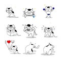 Cute cartoon lovely Cat sketching symbol in holiday activity isolated on white background ,love and care concept