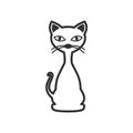 Cat Outline Flat Icon on White Royalty Free Stock Photo