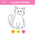 Cat - painting page, color by numbers. Worksheet for education. Game for kids Royalty Free Stock Photo