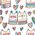 Cat pair sweet dream love seamless pattern