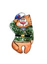 Cat-paratrooper, a sketch for gingerbread Royalty Free Stock Photo