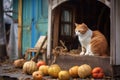 cat patiently waiting outside mouses nest