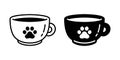 Cat paw dog footprint vector cup coffee tea icon kitten calico glass drink logo symbol character cartoon illustration doodle desig Royalty Free Stock Photo