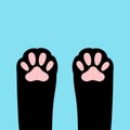 Cat paw foot print leg. Kitten footprint icon. Cute cartoon character body part silhouette. Pink black sign symbol. Baby pet Royalty Free Stock Photo