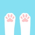 Cat paw foot print leg. Kitten footprint icon. Cute cartoon character body part silhouette. Pink white sign symbol. Baby pet Royalty Free Stock Photo