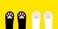 Cat paw leg foot print set. Kitten footprint icon. Cute cartoon character body part silhouette. Baby pet collection. Love. White