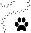 Cat paw print curved path Royalty Free Stock Photo