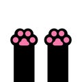 Cat paw print foot leg. Kitten footprint icon. Cute cartoon character body part silhouette. Pink black sign symbol. Pawprint. Baby Royalty Free Stock Photo