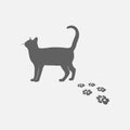 Cat paw vector footprint. Cat silhouette animal illustration. Cat paw. Pet foot trail print. Step shape. Vector illustration