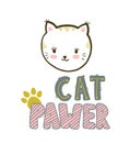 Cat pawer. Cute little cat. Vector illustration.