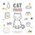 Cat pawer. Cute little cat. Vector illustration.
