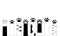 Cat paws. Black and white background, flat design. Cute cat paws wallpaper