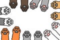 Cat paws olor line icon. Kitten footprint