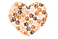 Cat paws to hart love background. Animal paws, dog paws and cat paws make sweet hart wallpaper.