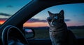 Cat Peeking From Car Window Royalty Free Stock Photo