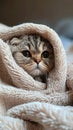 Cat Peeking Out From Under a Blanket, Cute and Curious Kitty Seeks Cozy Hideaway