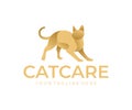 Cat, pets, veterinary and care behind pets, logo design. Animal, animal shelter and protection, pet shop, vector design
