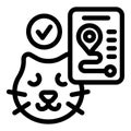 Cat phone tracker icon outline vector. Online visual theme