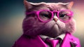 Cat in a pink business suit Generated Image