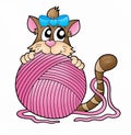 Cat with pink skein Royalty Free Stock Photo