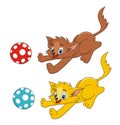 Cat is playing with ball vector cartoon