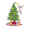 The cat playing with christmas tree ornament Royalty Free Stock Photo